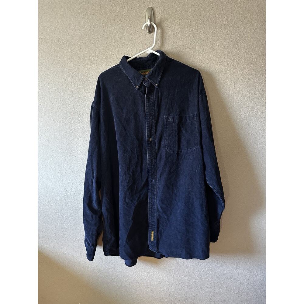 Timberland Navy Blue Corduroy Button Up Shirt Size XXL
